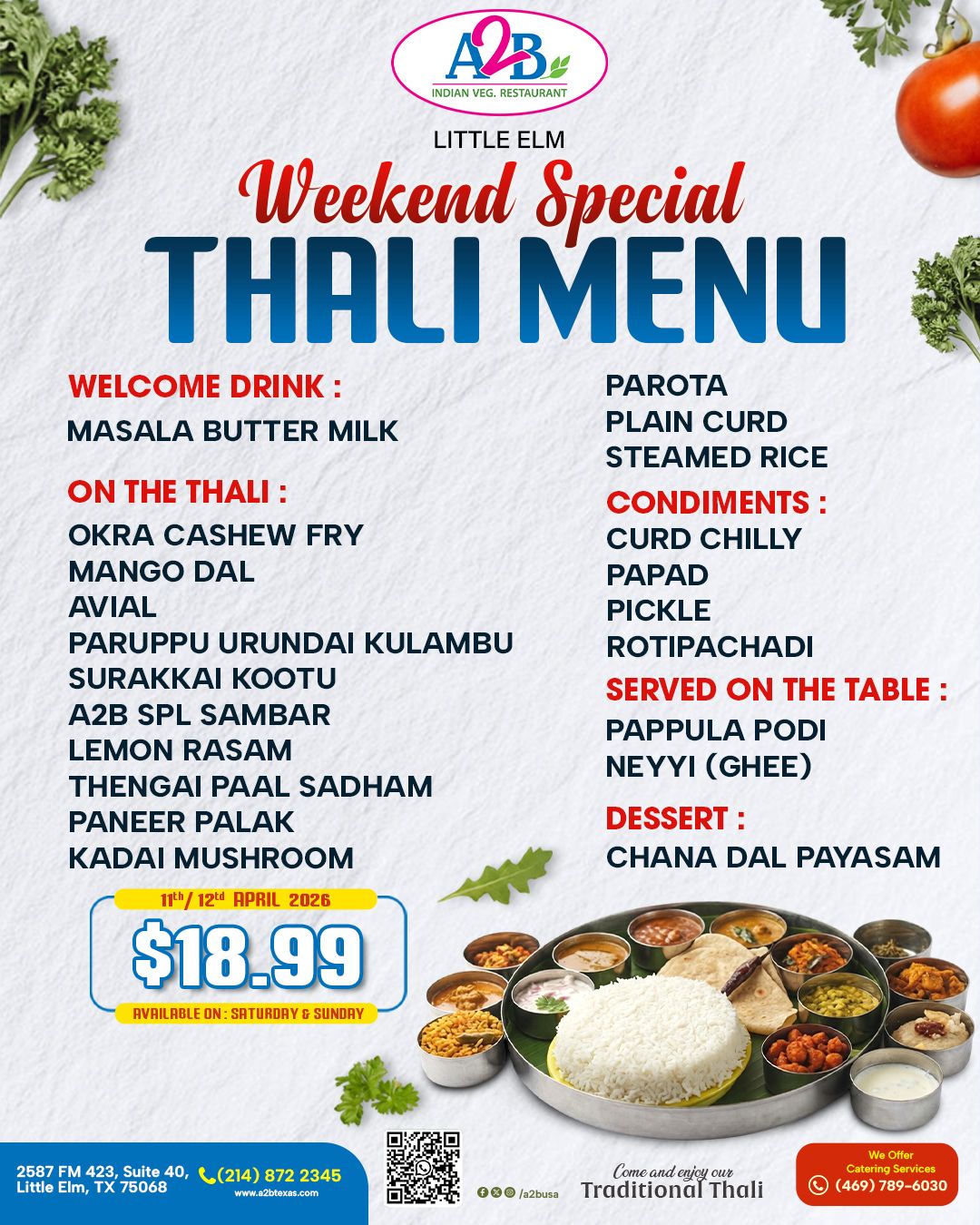 Weekend Special Thali Menu