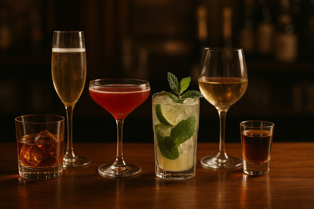 Alcoholic drinks whisky wine beer cocktail